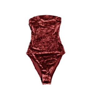 Urban Outfitters Velvet Bodysuit in Burgundy